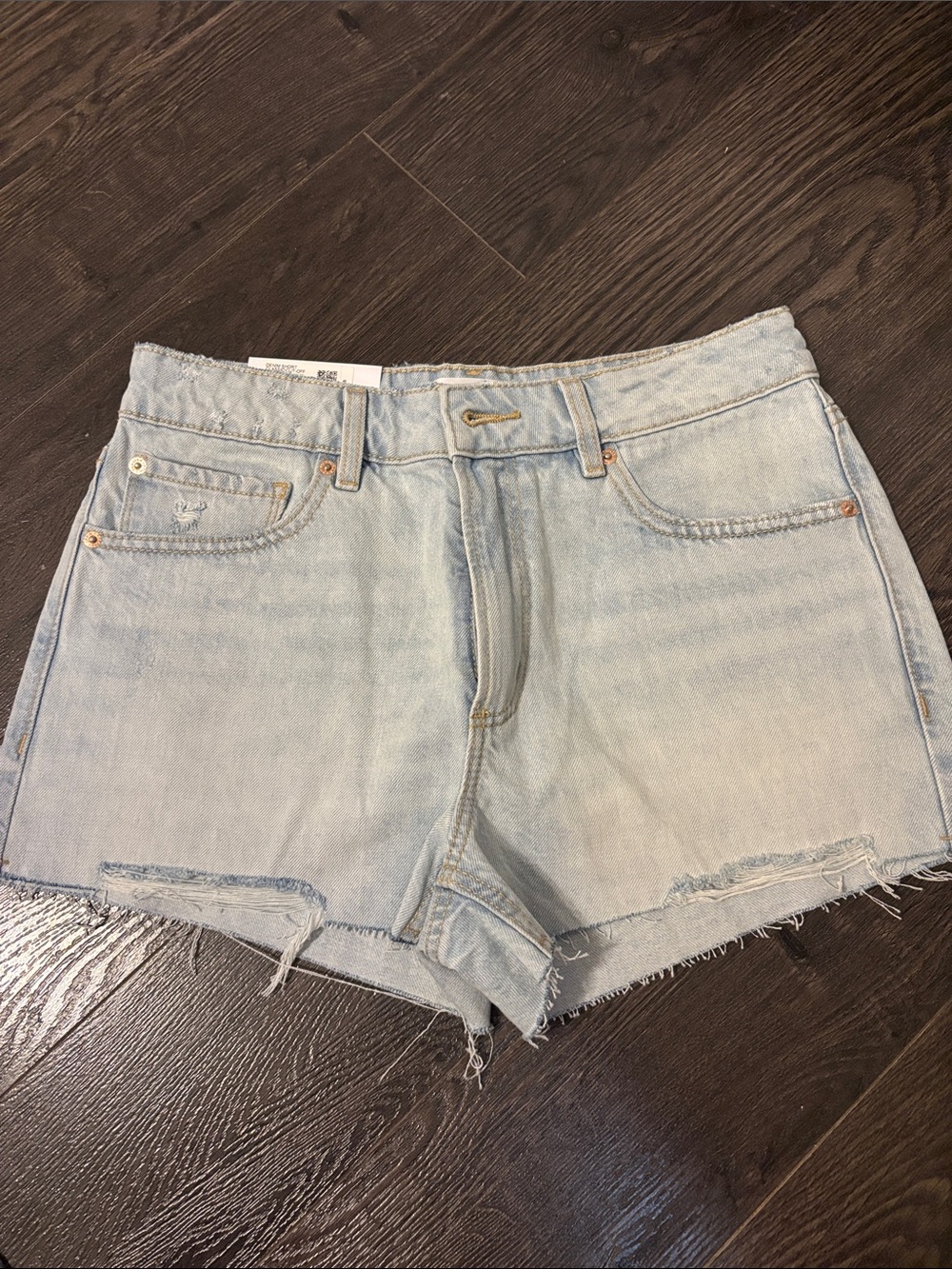 Garage Light Wash Distressed Denim Shorts